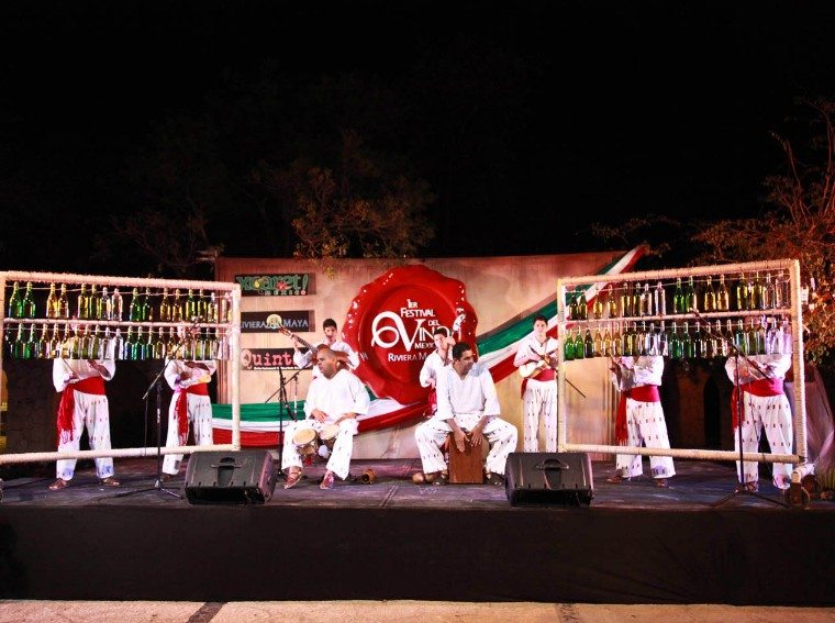 Musicians perform at the closing of the Riviera Maya Mexican Wine Festival