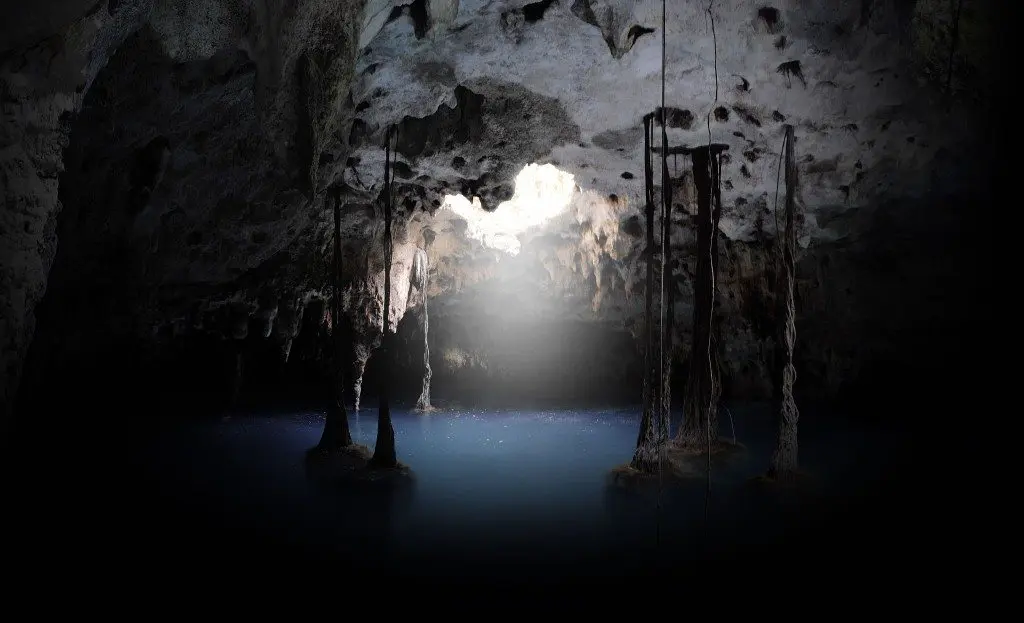 An underground cenote at Xenotes Park in the Riviera Matya