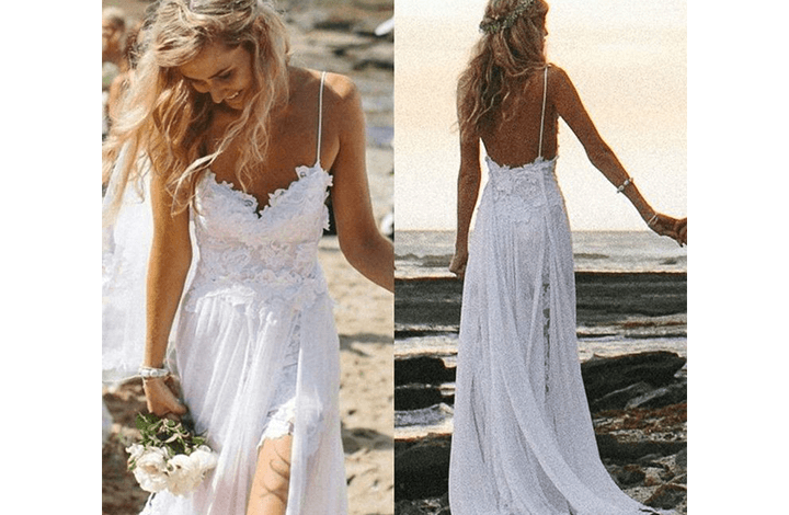Spagetti Strap Beach Dress With Lace