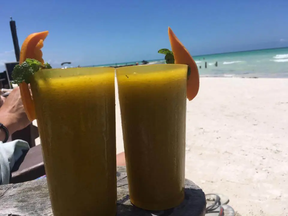 drinks by the beach on holbox