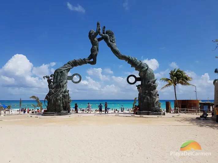 Portal Maya monument a the main Playa del Carmen beach