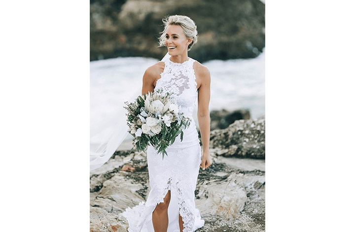 High Neck Beach Wedding Dress