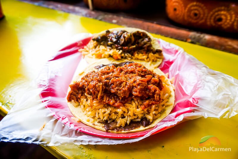 Stew-filled tacos served at Gran Taco in Playa del Carmen