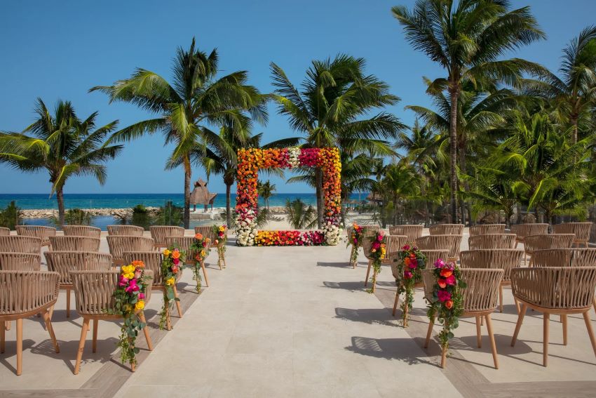 Dreams Aventuras wedding setup on terrace