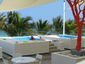 People relaxing in spa