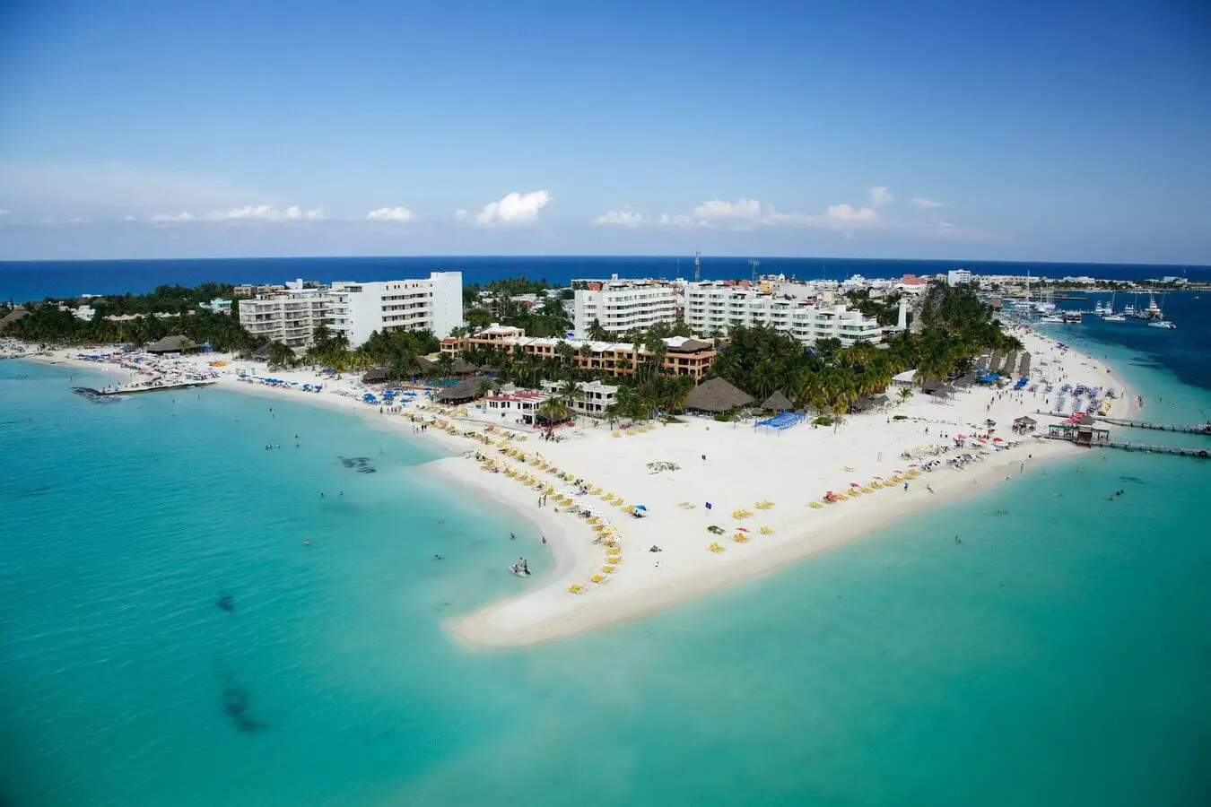 Aerial view of isla mujeres. 