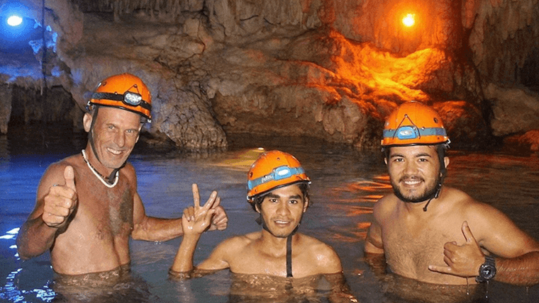 Jungle buggy underground river. 