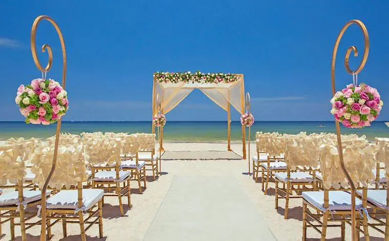 The royalton Riviera Cancun Beach Wedding setup