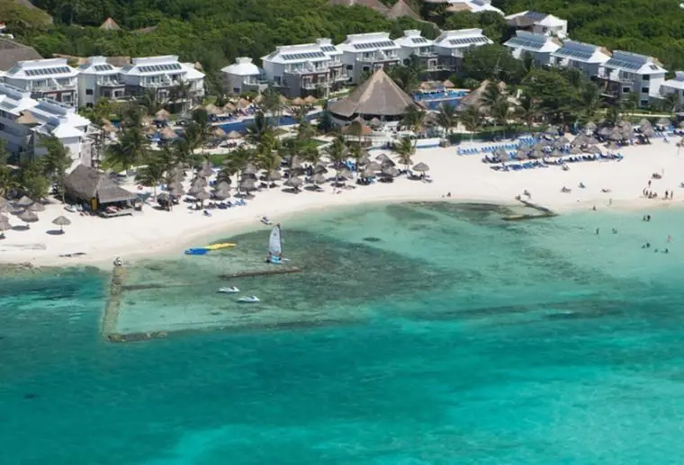 An aerial view of Sandos Caracol, one of the most sought after Playa del Carmen resorts.