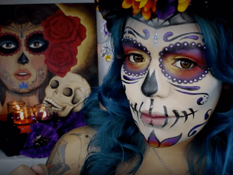 simple dia de los muertos face paint