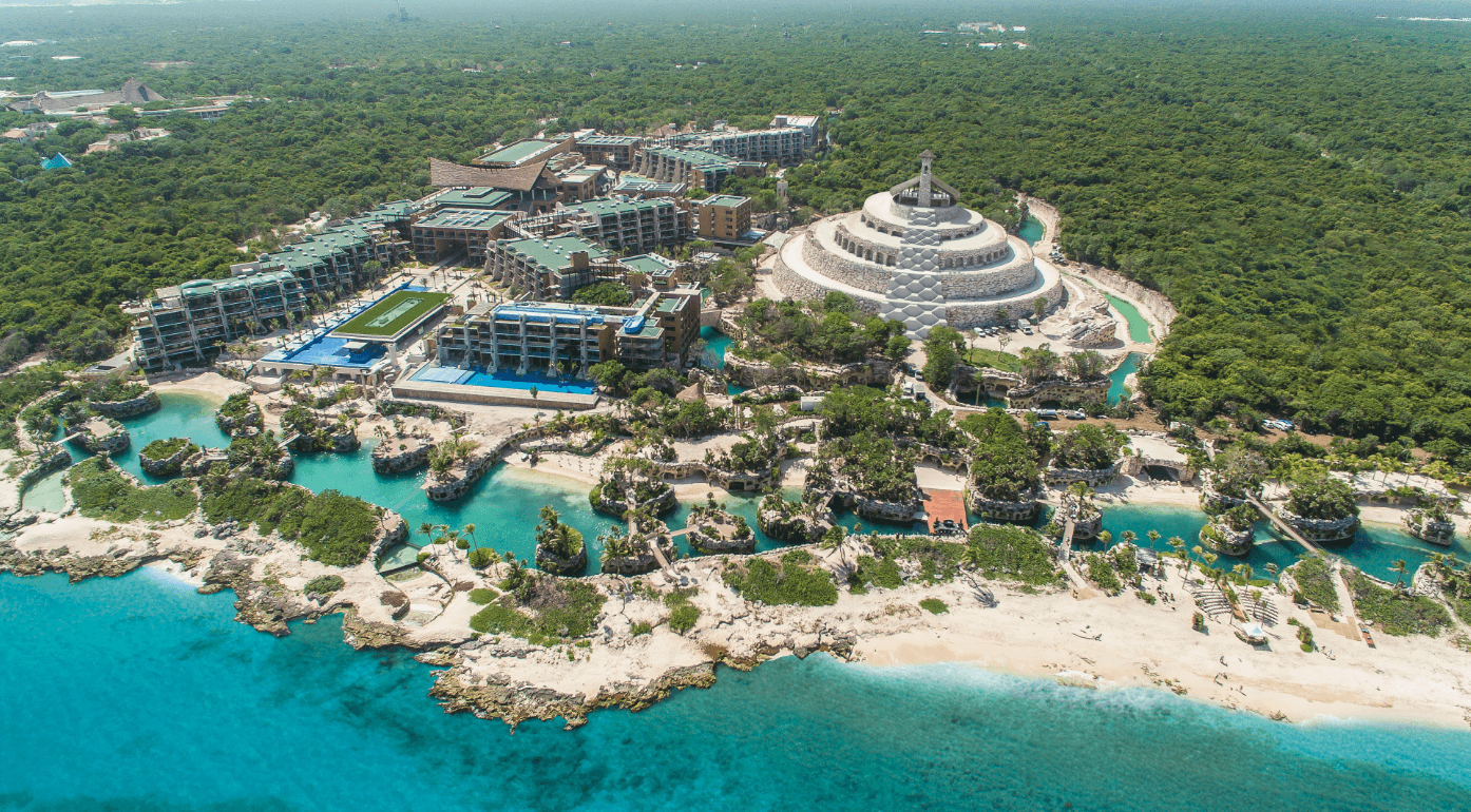 Aerial view of hotel Xcaret. 