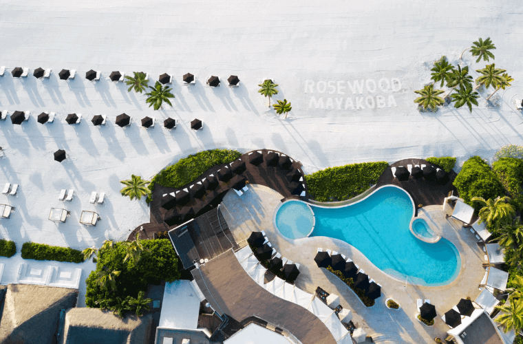 aerial view of Rosewood Mayakoba 