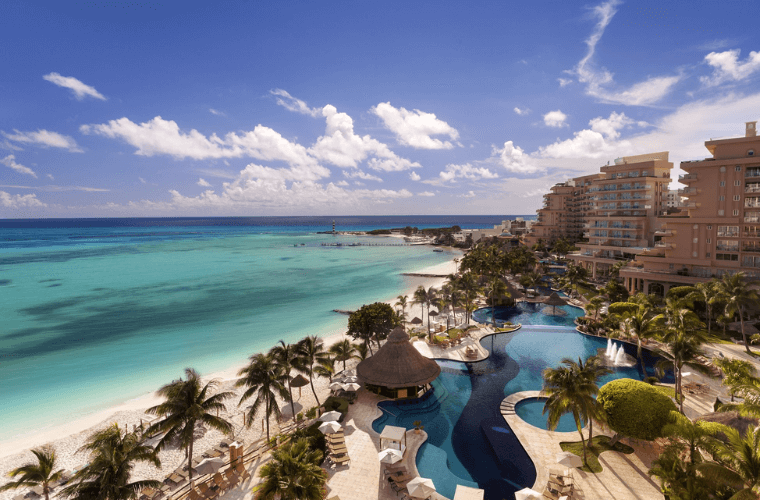 the Caribbean Sea, beach, pool, and accommodation at Grand Fiesta Americana Coral Beach 