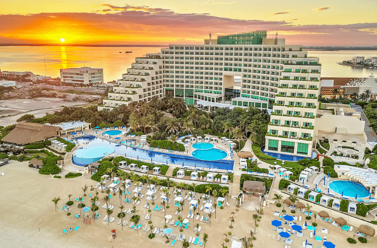 aerial view of Live Aqua Cancun including the pool 