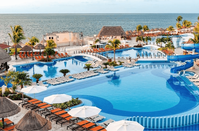 the pool area at Moon Palace Cancun