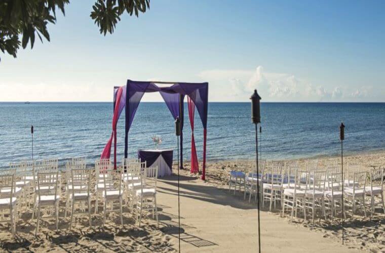 beach wedding setup at Iberostar Selection Cancun 
