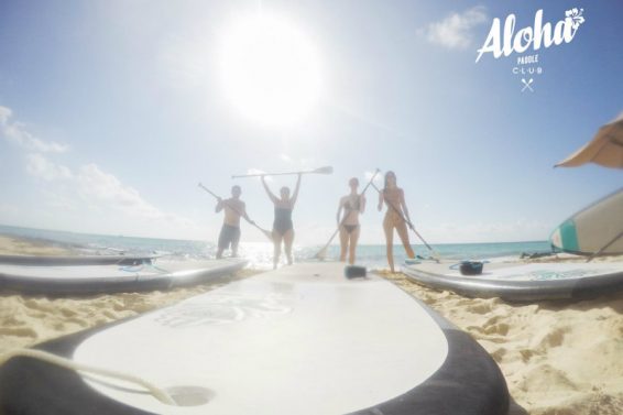 Getting ready to paddle board at Aloha Paddle Playa del Carmen