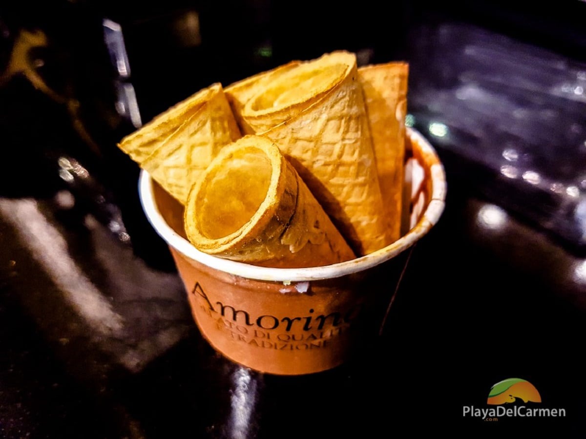 Ice cream cones in a bowl