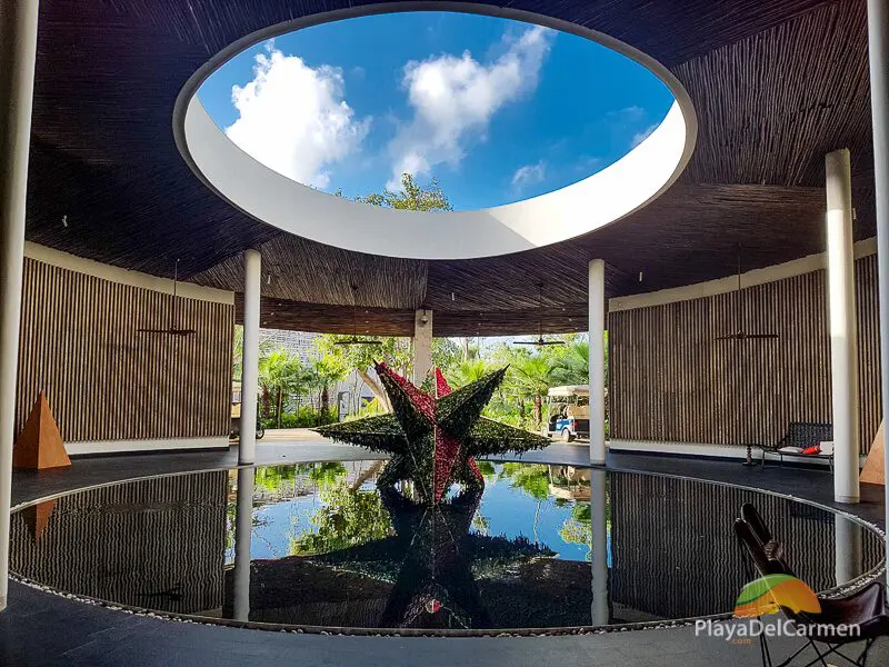 Andaz Mayakoba lobby with ceiling round window 