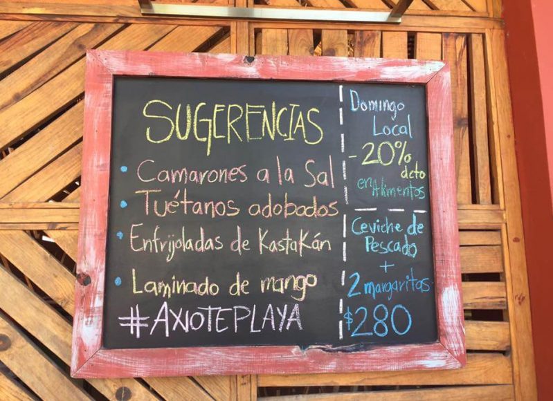 Restaurante Axiote Playa del Carmen daily specials