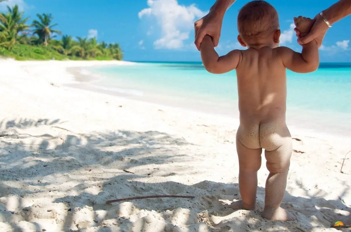 Baby at the beach in Playa de carmen