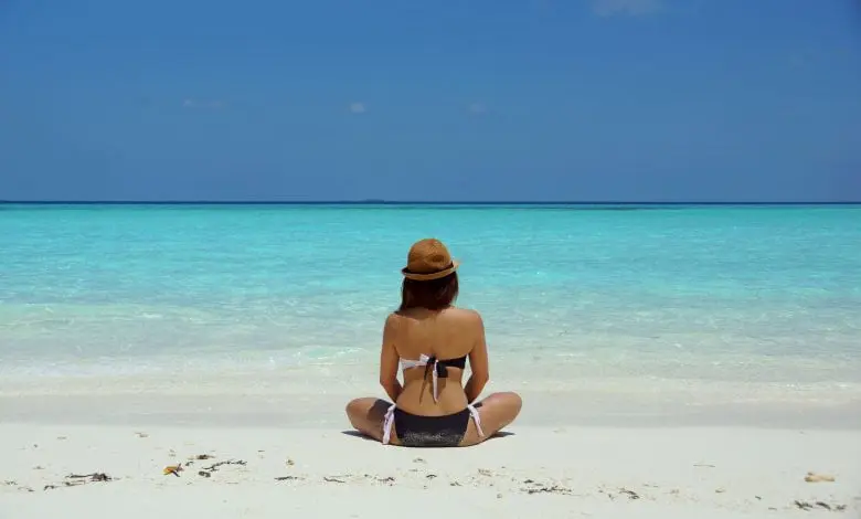 beach girl sitting