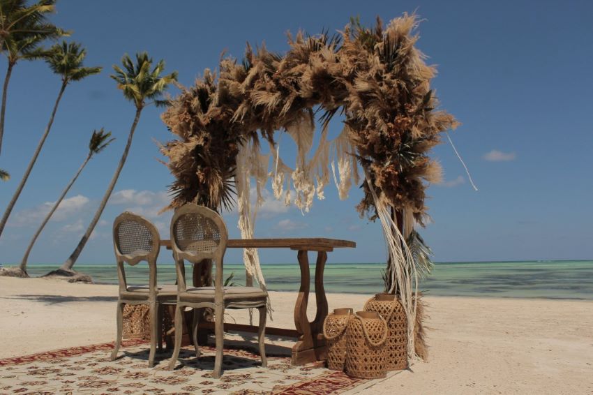 beach wedding setup at secrets cap cana resort