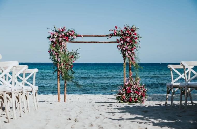 beach wedding set up at Haven Riviera Cancun