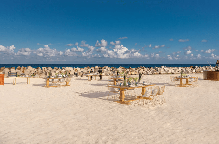 dining set up at Hyatt Ziva beach 