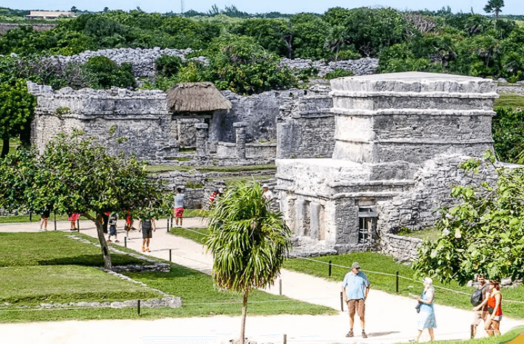 exploring Tulum ruins 