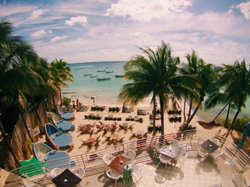 Picture of beach taken from deck at canibal royal 