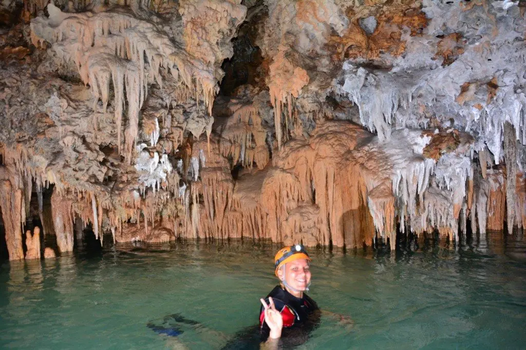 selfie in cenote in Playa del carmen