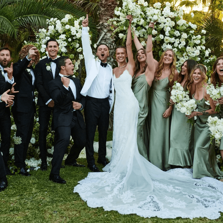 Josephine Skriver and Alexander DeLeon with their wedding party 