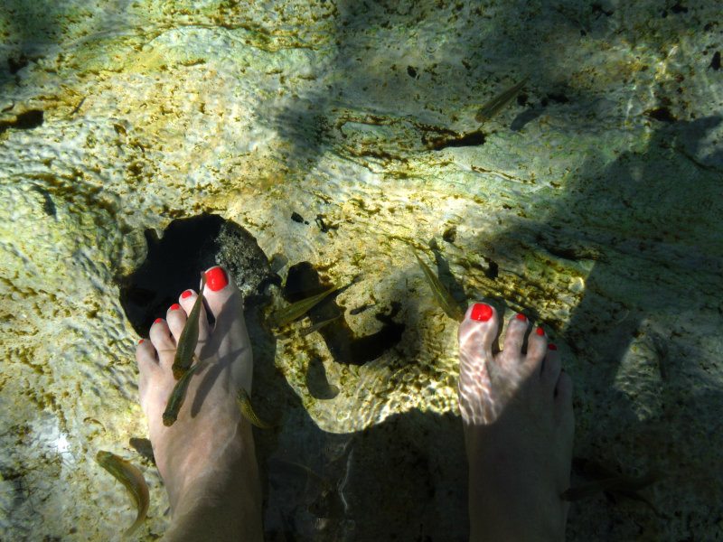 Feet in cenote azul 