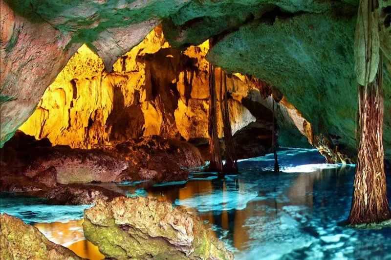 An underground cave in the Riviera Maya
