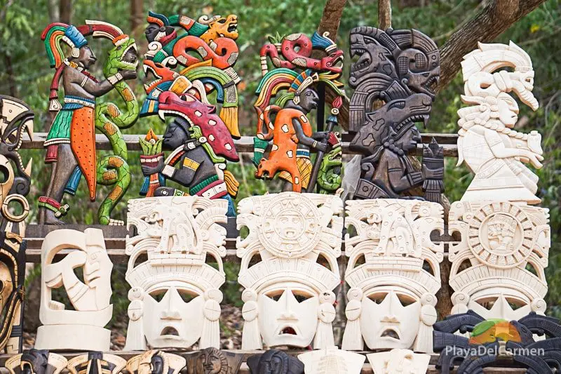 Mayan masks for sale by local vendors at Chichen Itza