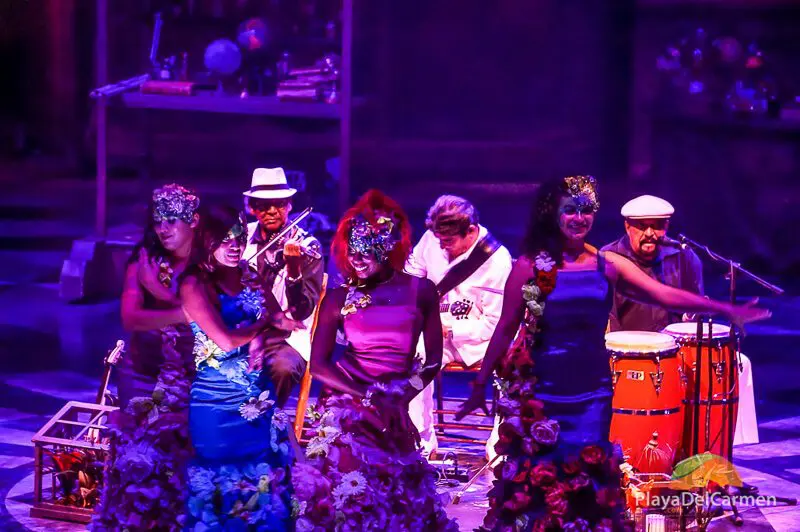 Salsa dancers at Cirque Du Soleil theater Riviera Maya