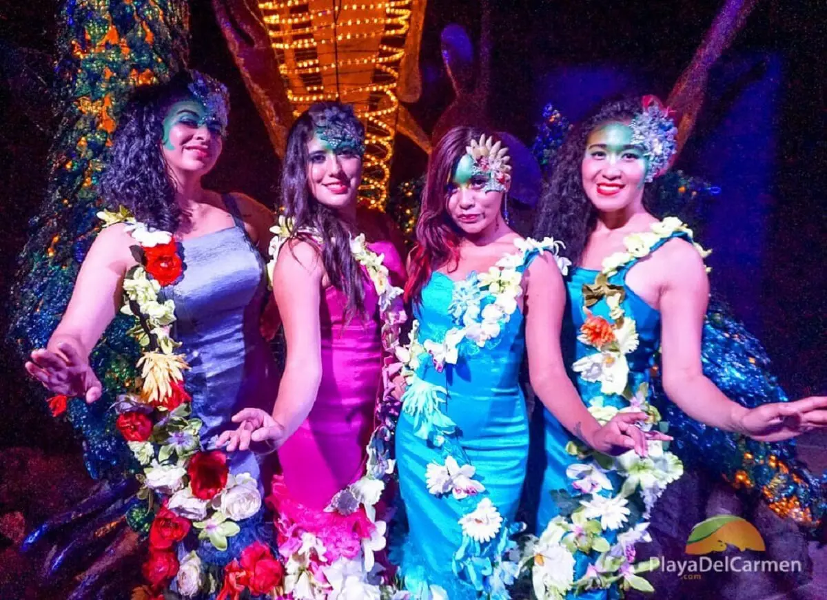 Hostesses pose for the camera at Cirque Du Soleil Riviera Maya