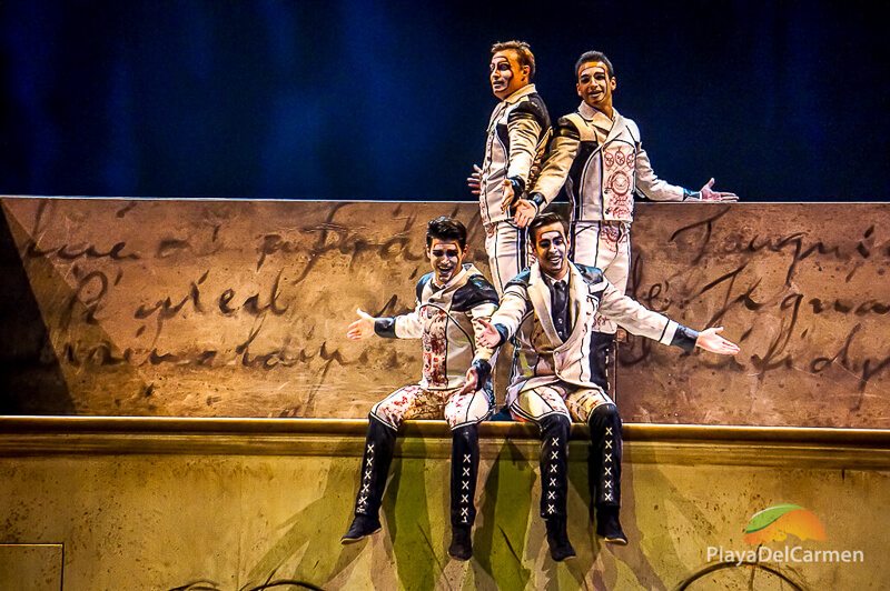 4 men signing at the Cirque Du Soleil theater Riviera Maya