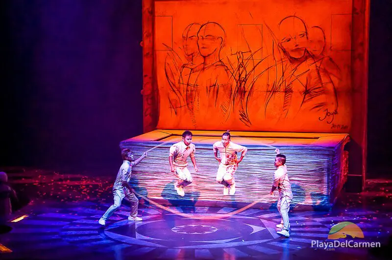 Actors jump rope at Cirque Du Soleil Riviera Maya