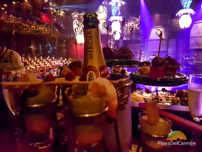 Champagne and tapas at Cirque Du Soleil Riviera Maya