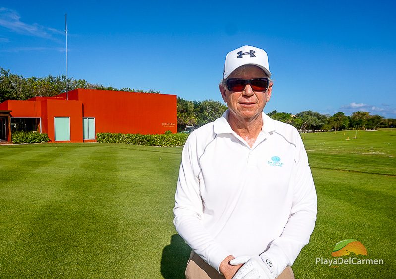 Jim McLean in front of his golf academy at El Camaleon Mayakoba Mexico