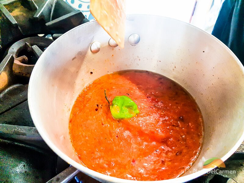 Preparing food at El Pueblito Cooking School Mayakoba