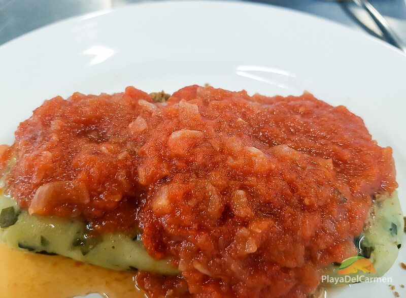 Yucatan tamale "brazo de reina" in Playa del Carmen