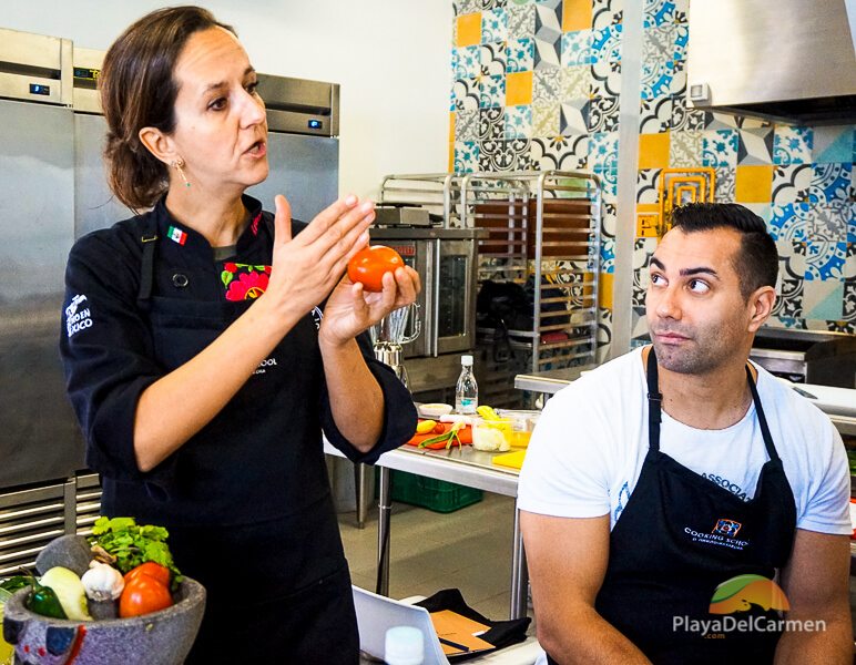 Chef Karla Enciso at El Pueblito Cooking School Mayakoba