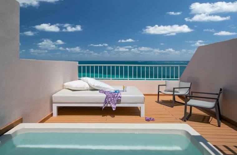 A view of a rooftop terrace suite at Excellence Riviera Cancun
