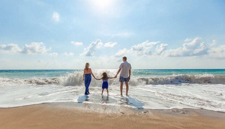 family at beach