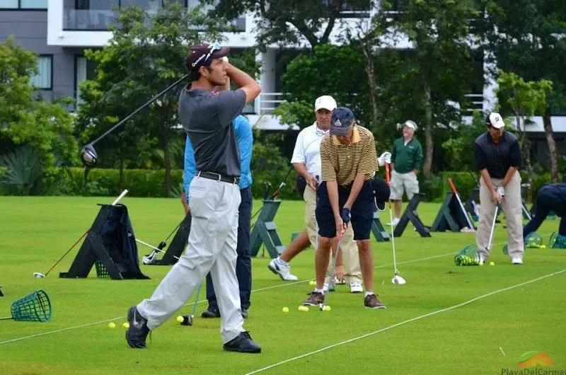 Practicing at the Rotary Club Charity Golf Tournament