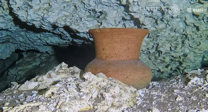 Ancient Mayan ceramics found in inundated cave near Tulum