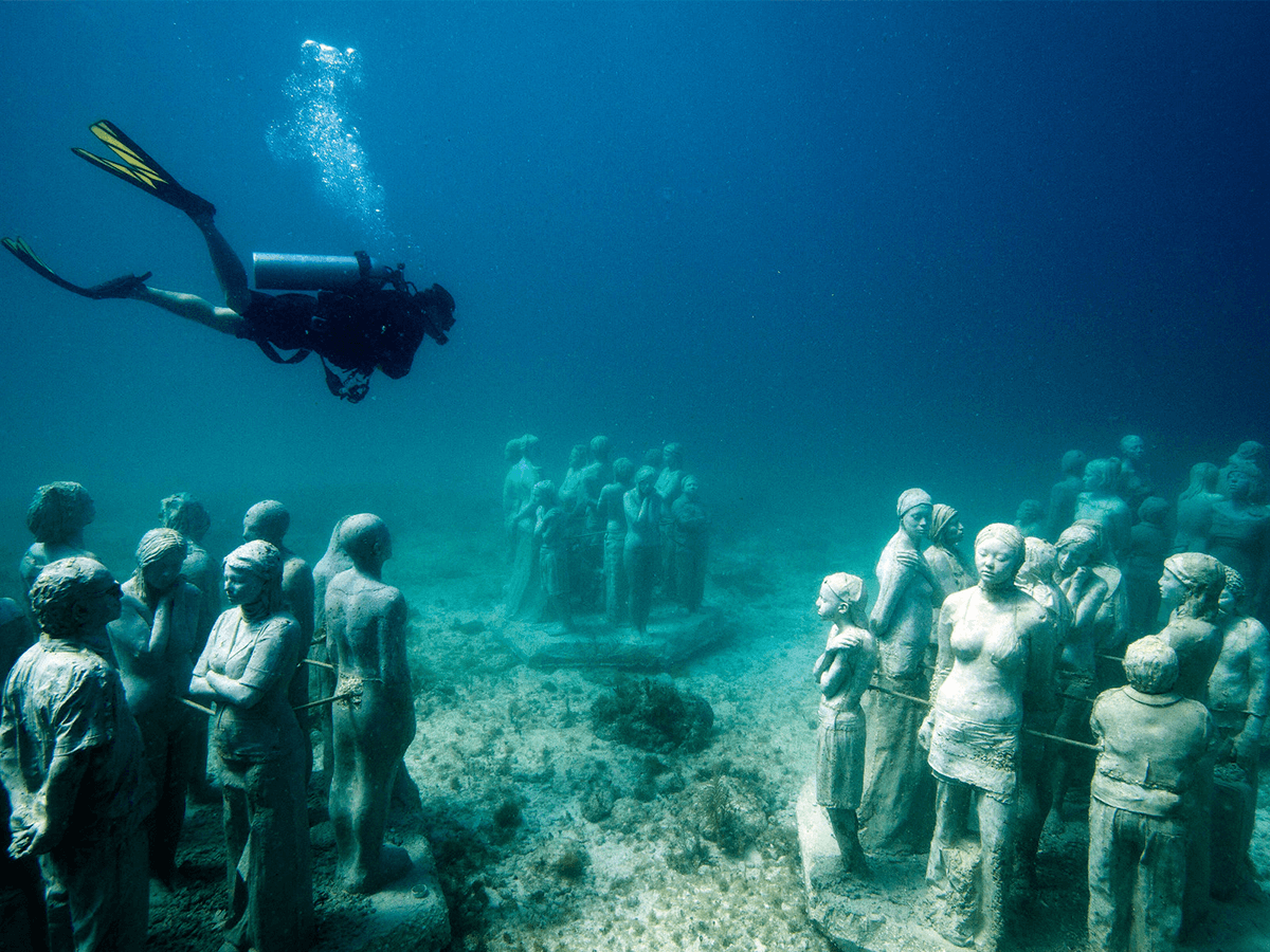 Underwater Museum Of Art Off The Coast Of Cancun Isla Mujeres